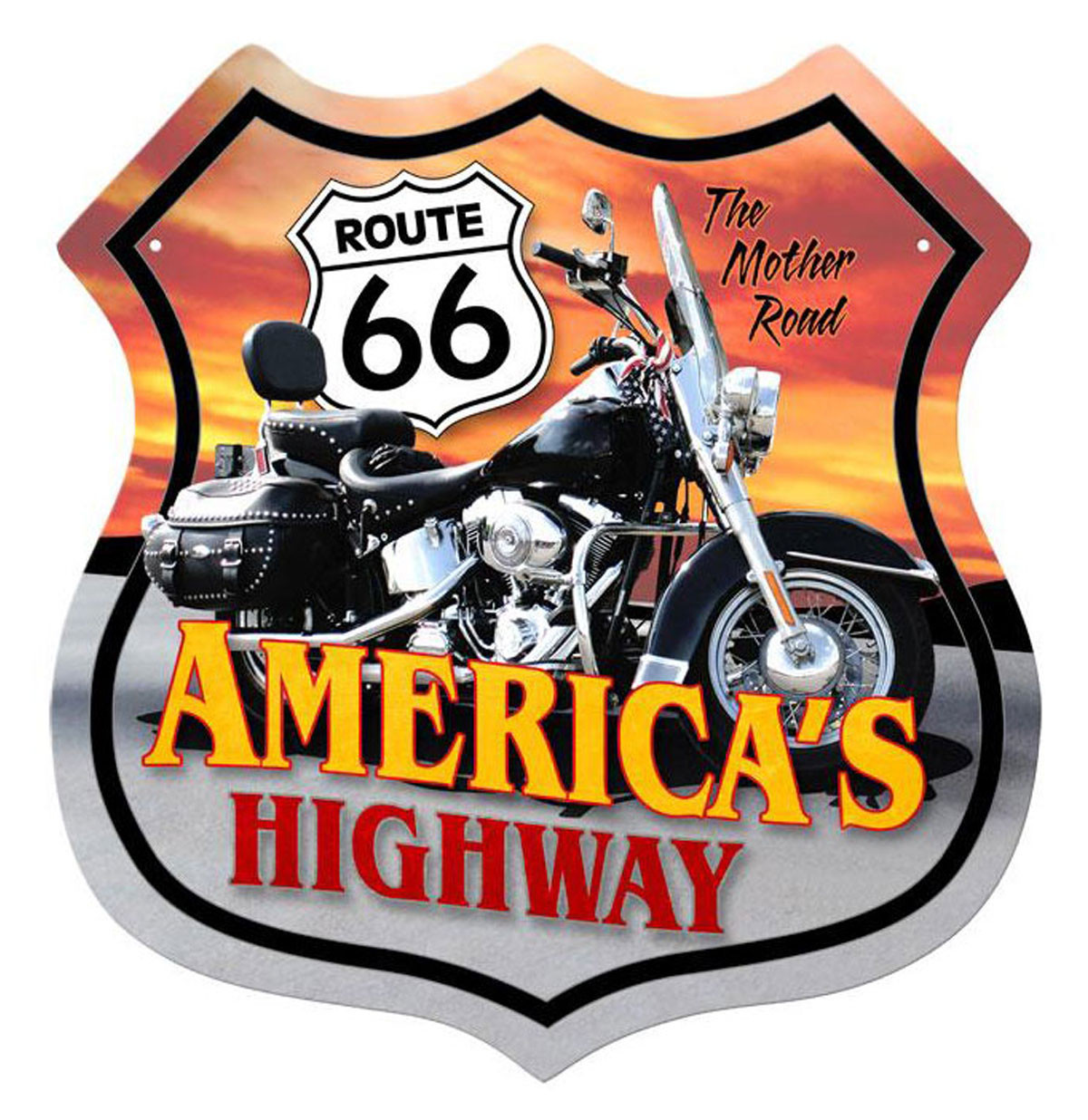 Route 66 America&apos;s Highway Motorcycle Zwaar Metalen Bord