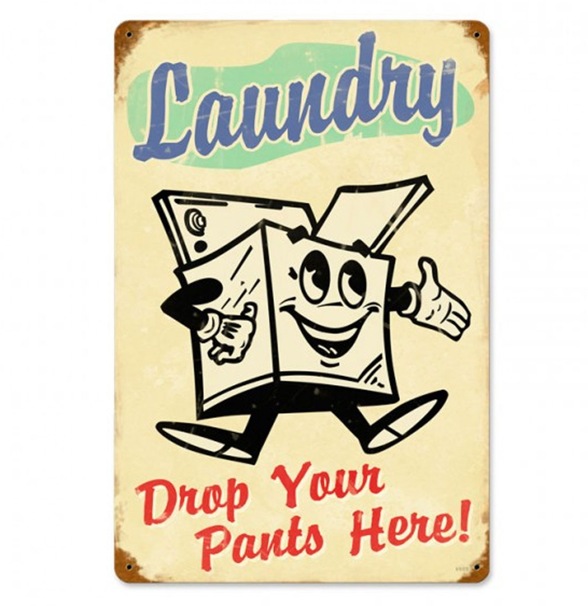 Laundry Drop Your Pants Here Zwaar Metalen Bord 44 x 29 cm