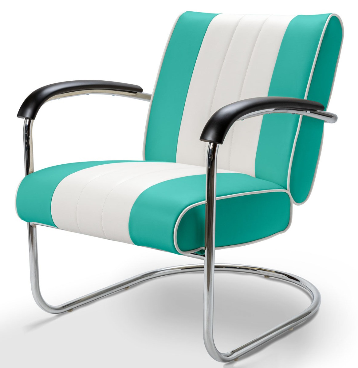 Retro Bel Air Lounge Stoel Pullman LC-01 Turquoise/Wit