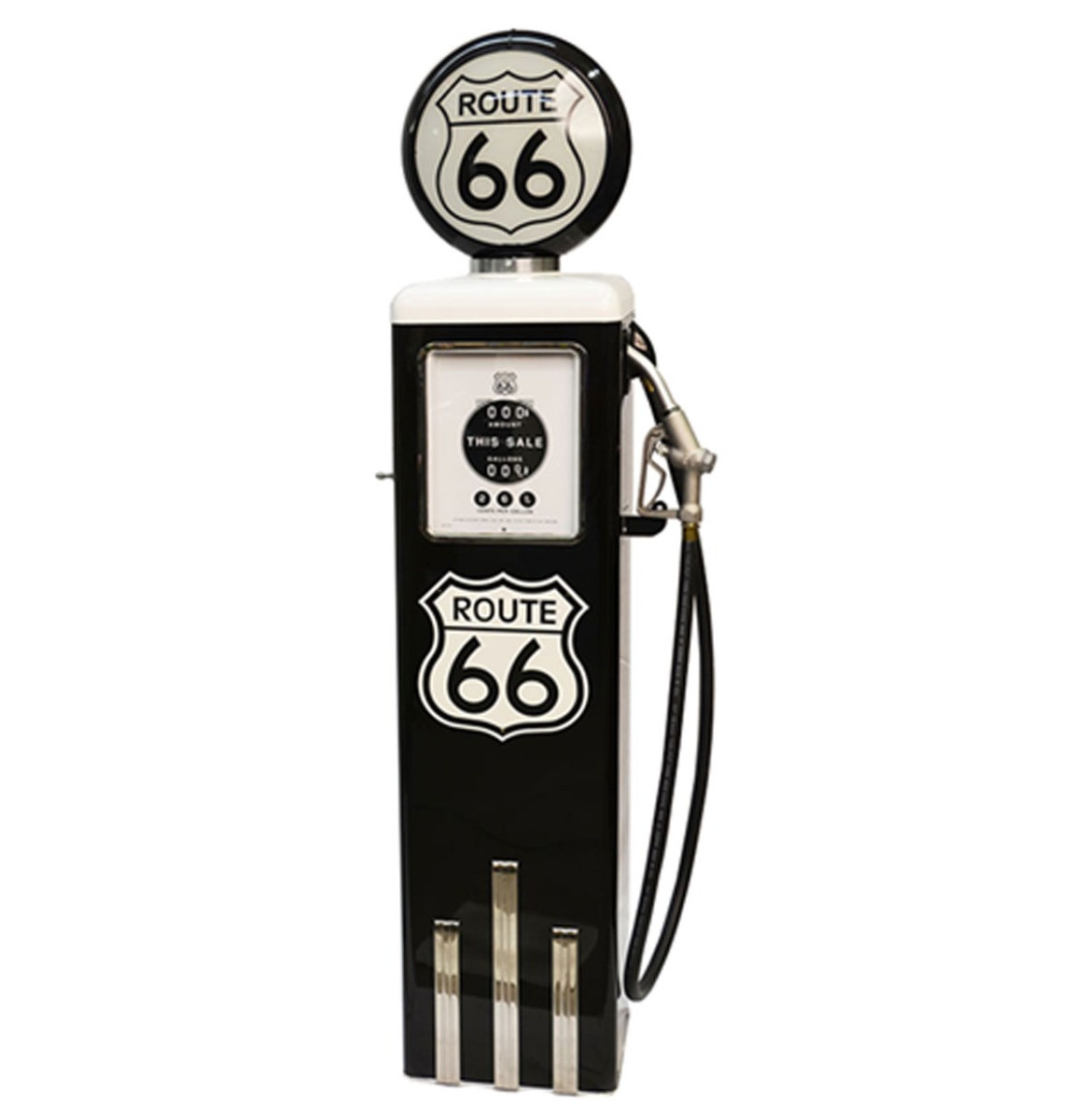 Route 66 8 Ball Elektrische Benzinepomp Zonder Voet - Zwart & Wit - Reproductie