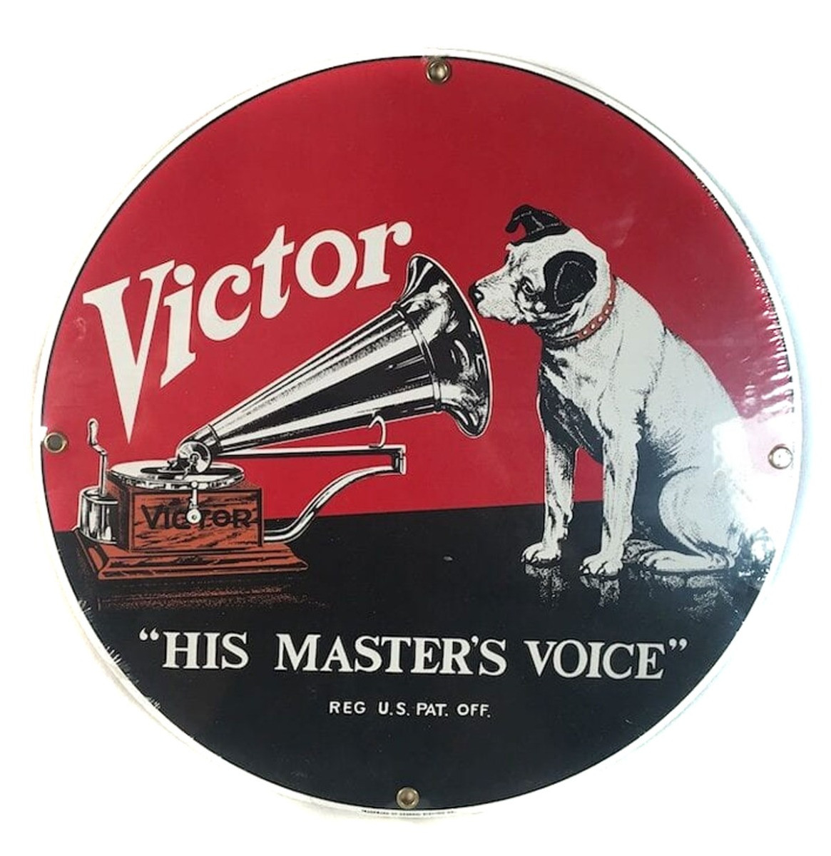 RCA Victor: His Master&apos;s Voice Emaille Bord - 29 cm ø - Ande Rooney 1990&apos;s