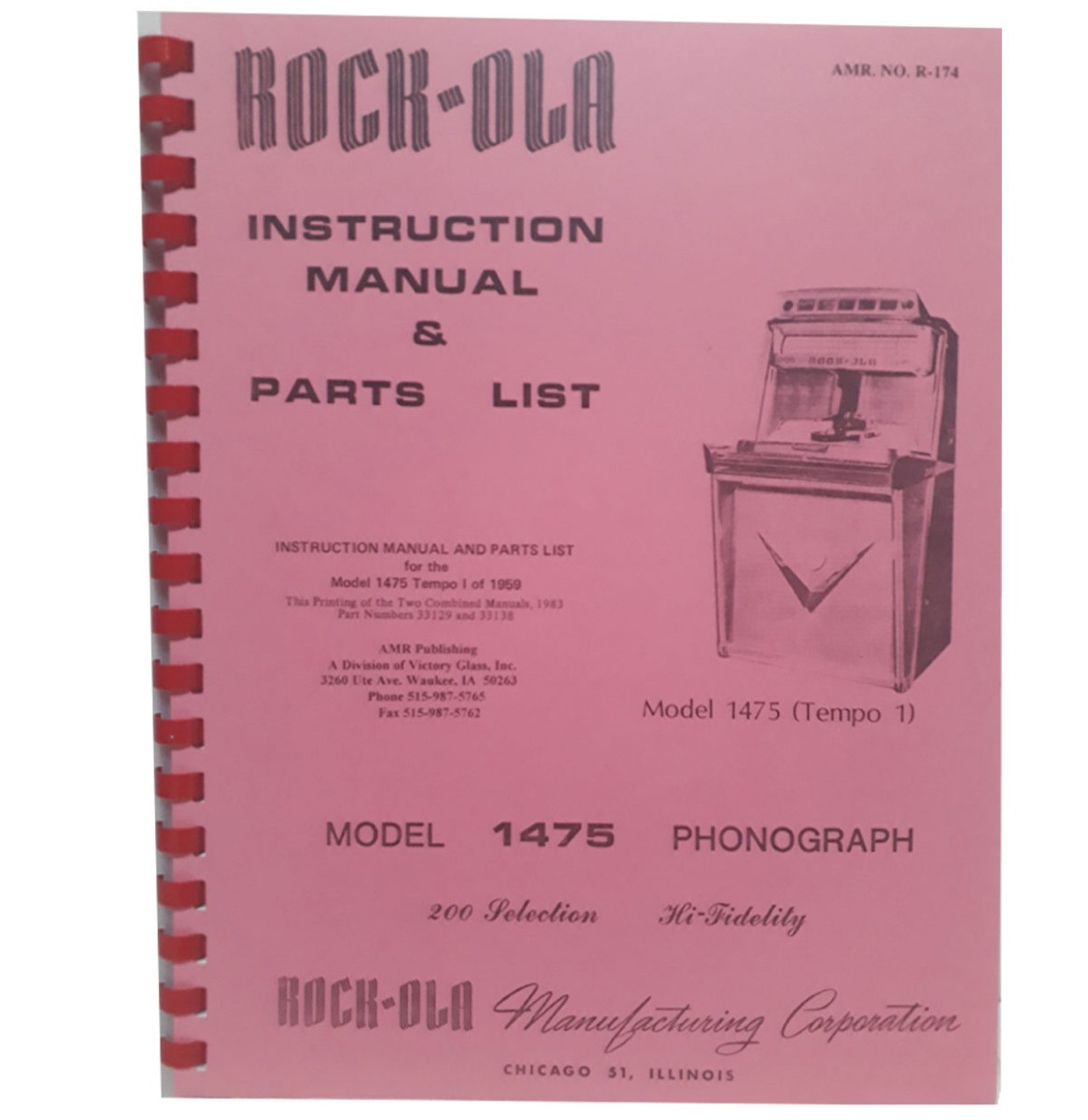Rock-Ola Model 1475 Tempo I Instructie Manual En Onderdelen Lijst