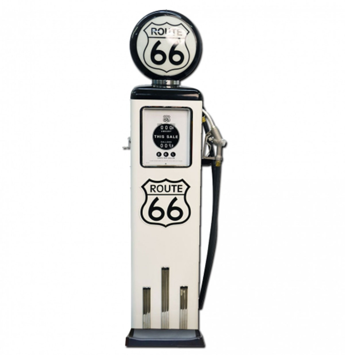 Route 66 8 Ball Elektrische Benzinepomp Met Voet - Wit & Zwart - Reproductie
