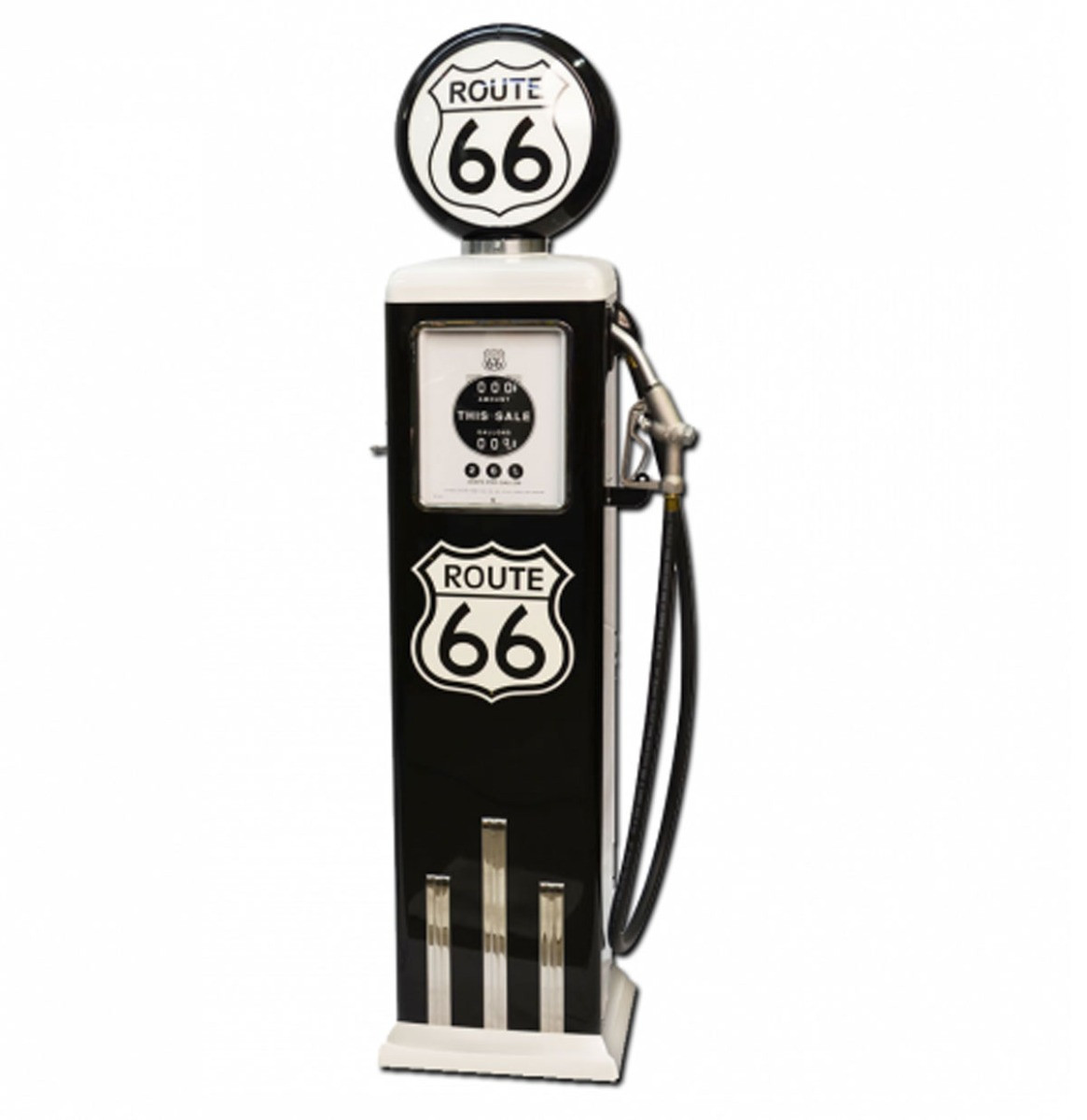 Route 66 8 Ball Elektrische Benzinepomp Met Voet - Zwart & Wit - Reproductie