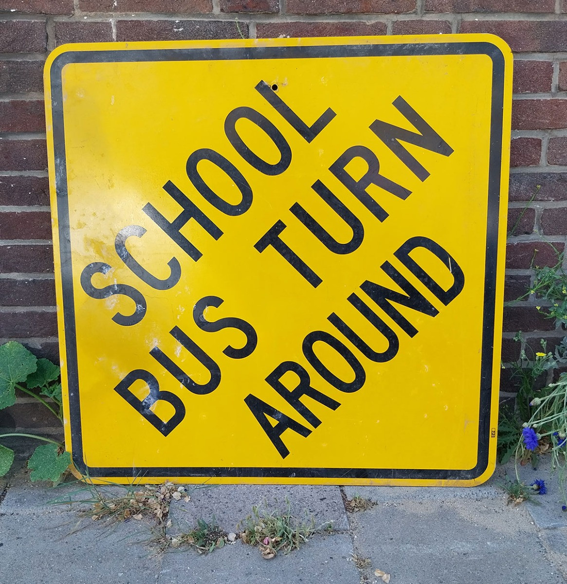 School Bus Turn Around Metalen Straatbord - Origineel - 77 x 77cm