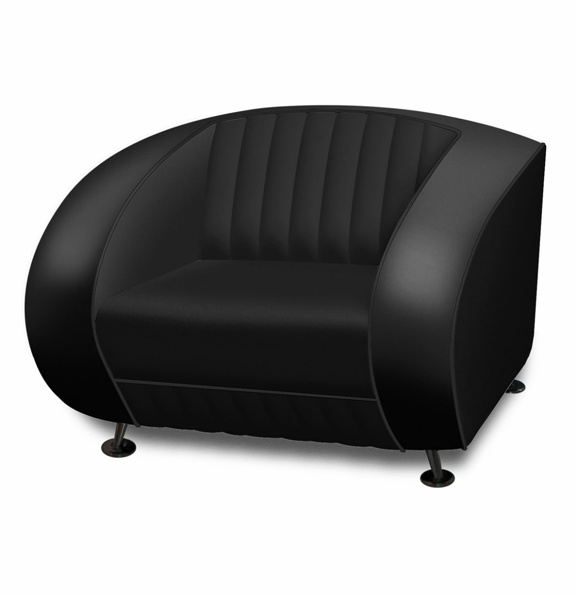 Bel Air Sofa Delucas Retro SF01CB Volledig Zwart Eenzitter