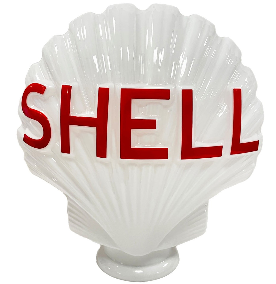 Shell Glazen Schelp Benzinepompbol Rode Letters 40 cm