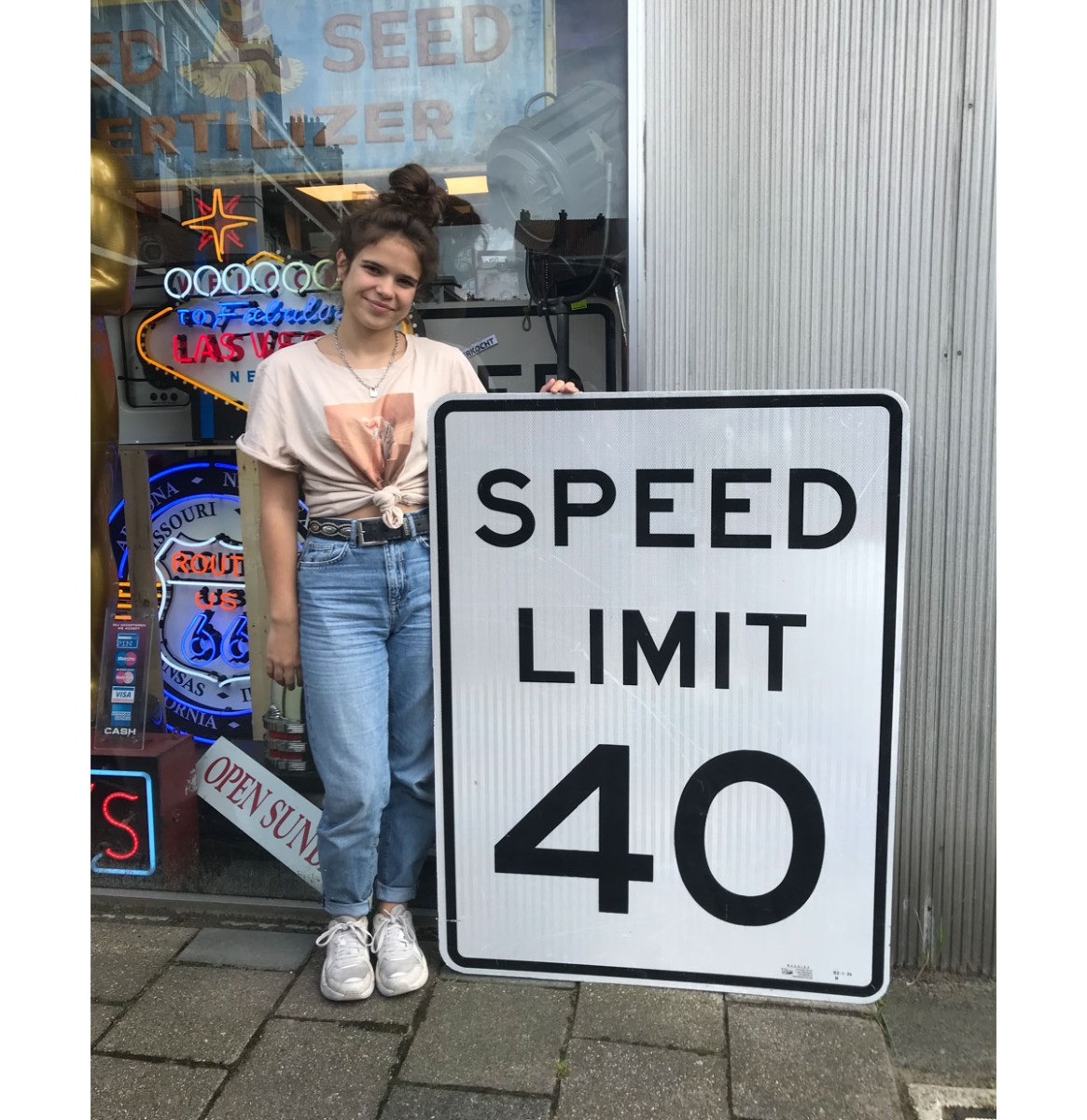 Speed Limit 40 Metalen Straatbord - Origineel - 122 x 92 cm