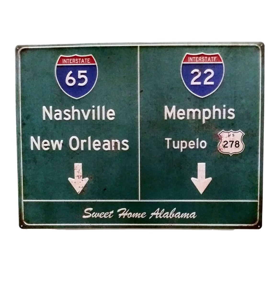 Sweet Home Alabama Highway Metalen Bord - 58 x 43 cm