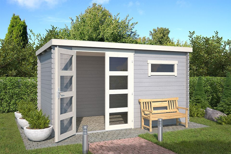 Outdoor Life Products | Tuinhuis Timian 380 x 230 | Gecoat | Platinum Grey-Wit
