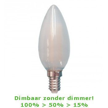 LED E14-C35 4 Watt Filament Kaarslamp - 2700K - 3 Staps Dimbaar- 450 Lm