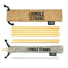 Set van 6 Bamboe Rietjes met Borsteltje en Jute Zakjes Jungle Culture - Ash