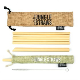 Set van 6 Bamboe Rietjes met Borsteltje en Jute Zakjes Jungle Culture - Sage