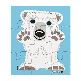 Dieren Puzzel van Gerecycled Karton 9 Stukjes - Polar Bear