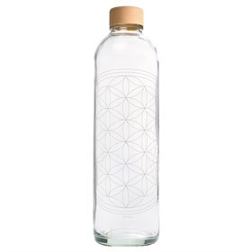 Karaf of Drinkfles Glas met Eco Print 1 liter - Flower of Life