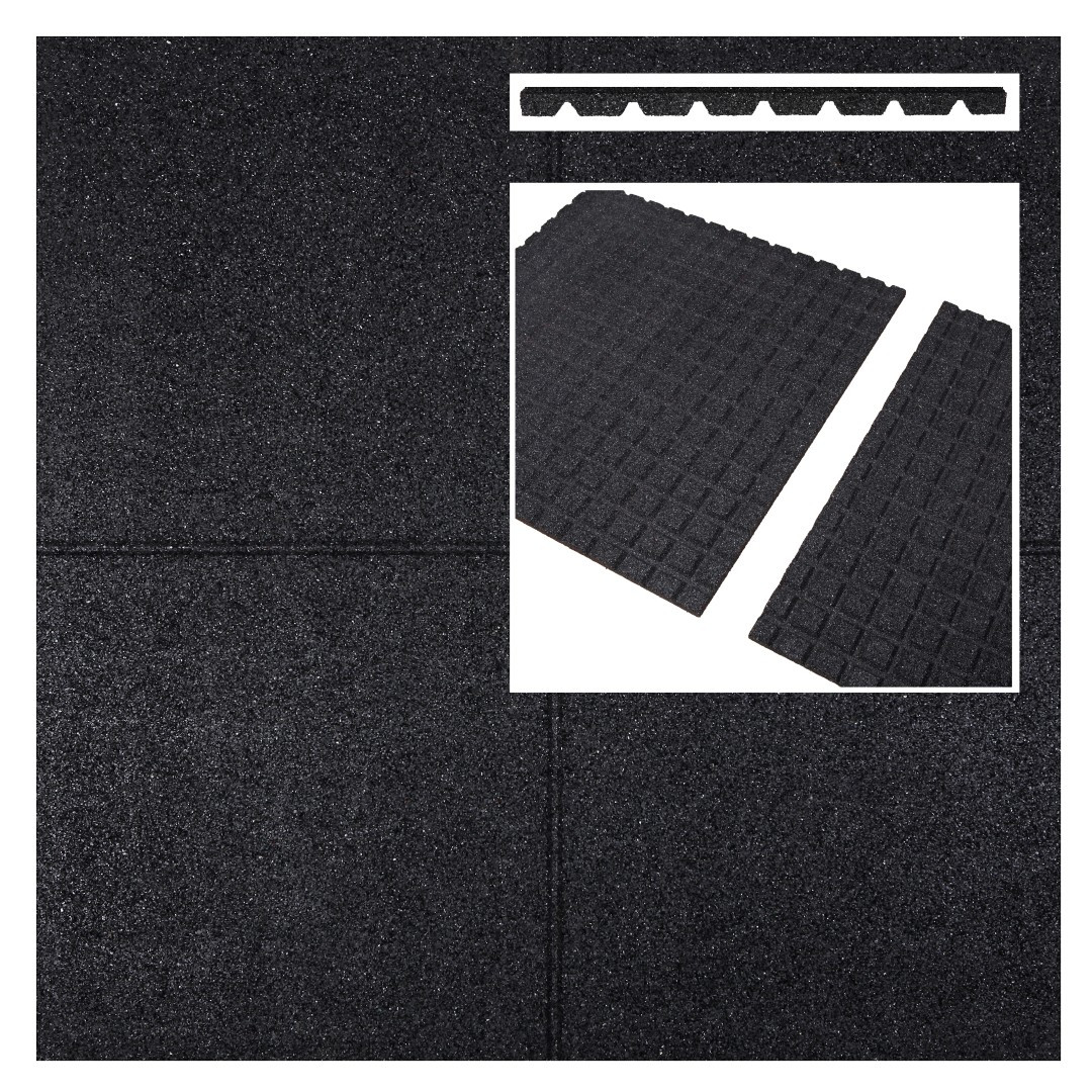 Rubberen tegels zwart 500x500x25mm prijs per m2