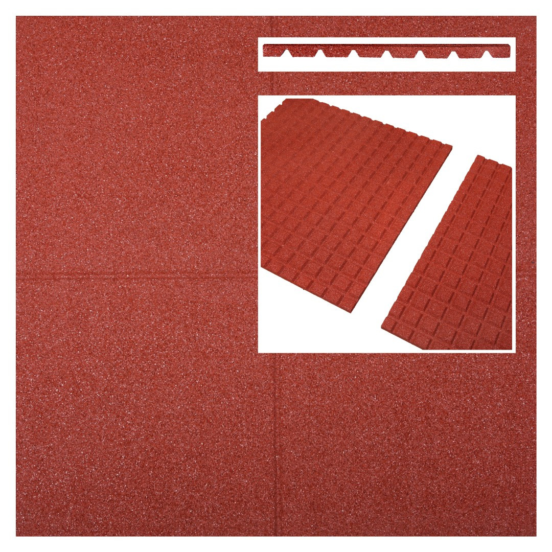 Rubberen tegels rood 500x500x45mm prijs per m2
