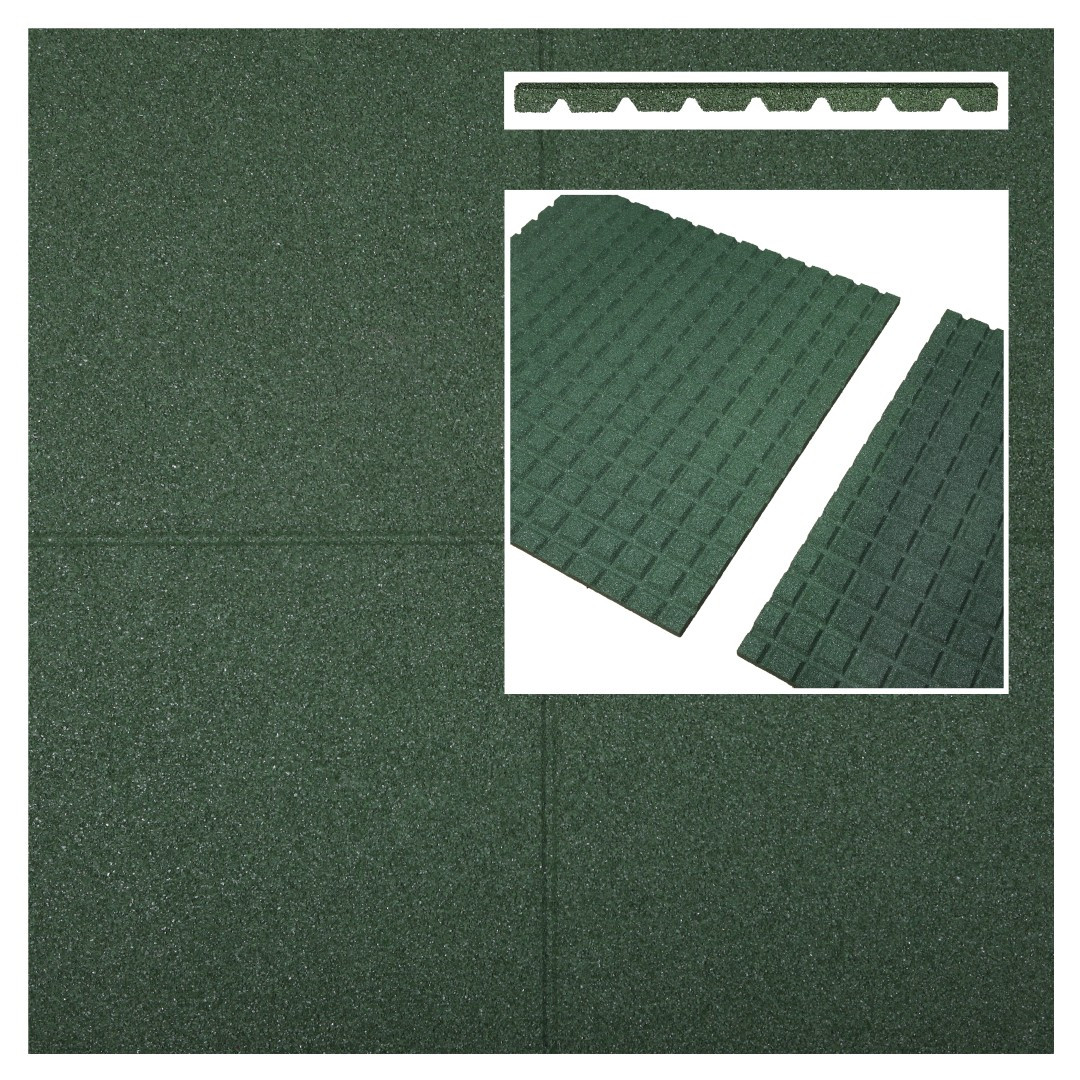 Rubberen tegels groen 500x500x65mm prijs per m2