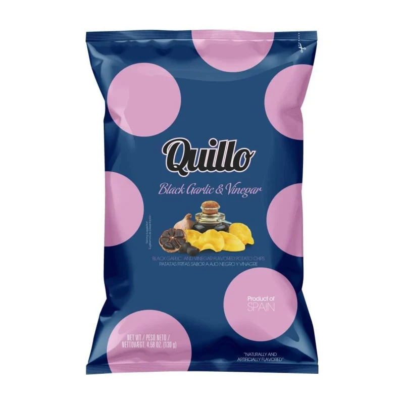 Quillo - Chips met zwarte knoflook en azijn - 130 gram