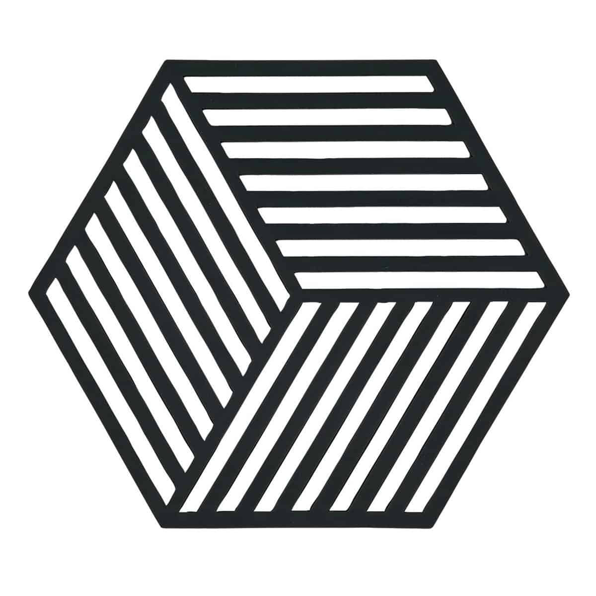 Zone Denmark - siliconen onderzetter Hexagon - zwart - 16 x 14 cm
