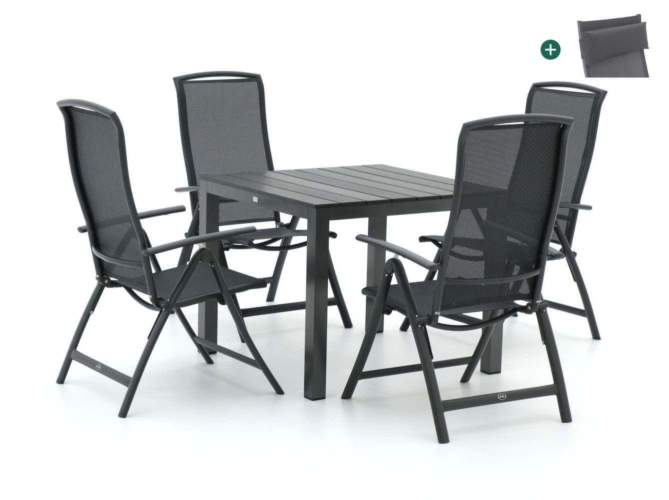 R&S Design Capri/Fidenza 90cm dining tuinset 5-delig verstelbaar - Laagste prijsgarantie!