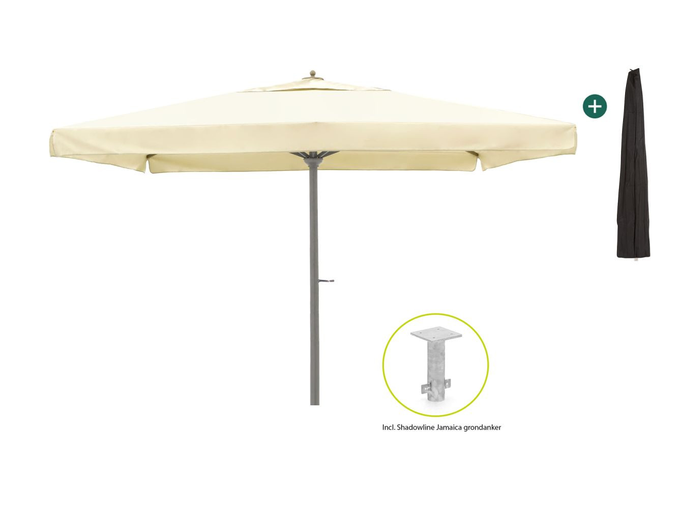 Shadowline Jamaica parasol 400x400cm - Laagste prijsgarantie!