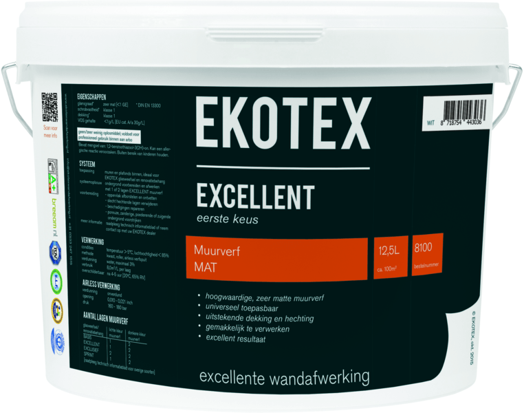 ekotex muurverf excellent mat wit 3 ltr