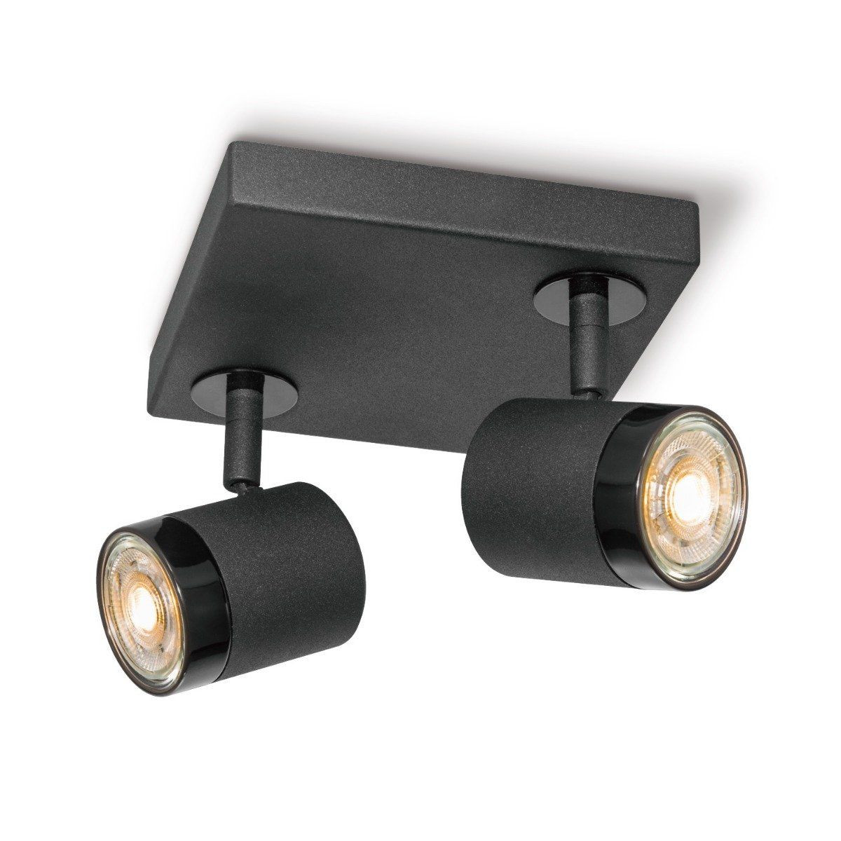 Light depot - LED opbouwspot Manu 2 lichts - 16 cm - zwart - Outlet