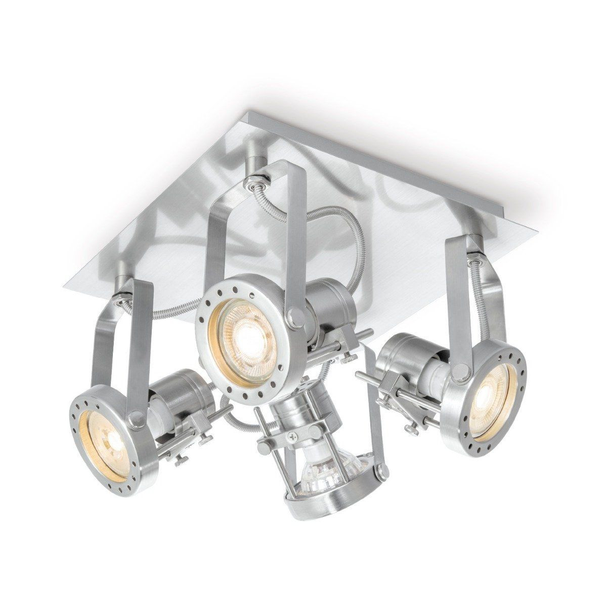 Light depot - LED opbouwspot Robo 4 lichts - 22 cm - mat staal - Outlet
