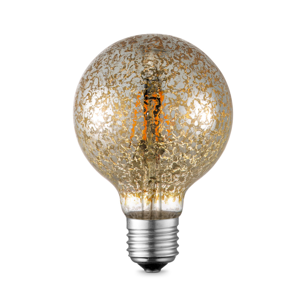 Edison Vintage LED lamp E27 LED filament lichtbron, Deco Globe G95, 9.5/9.5/13.5cm, Goud, Retro LED lamp Dimbaar, 4W 340lm 2700K, warm wit licht, geschikt voor E27 fitting