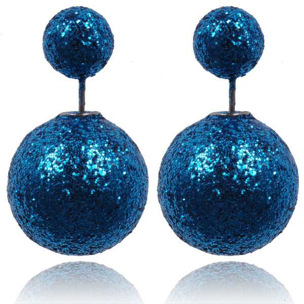 Double Dots oorbellen Shiny Blue