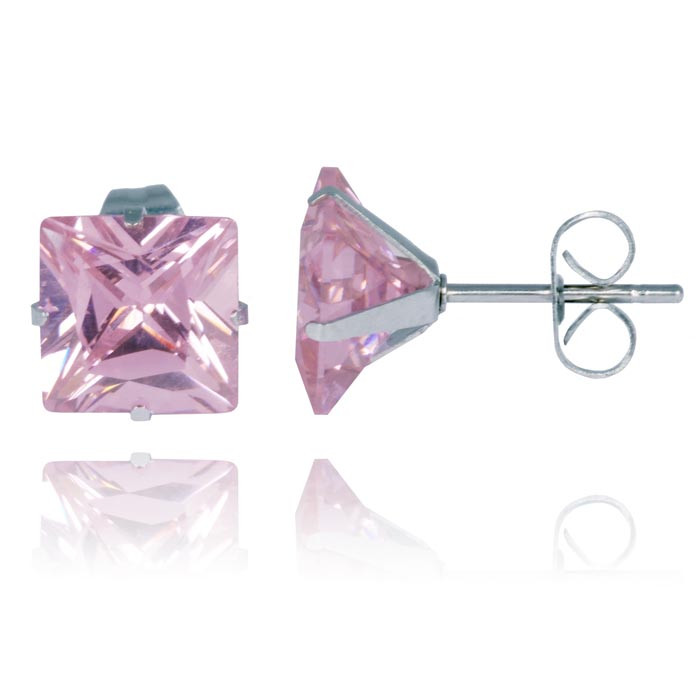 LGT Jewels Stud oorbellen Edelstaal Classic Pink 6mm