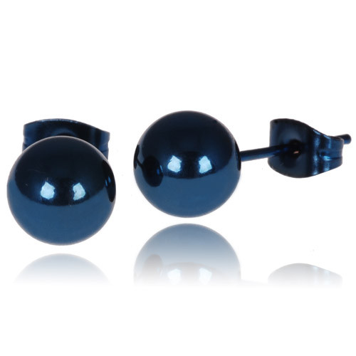 LGT Jewels Stud oorbellen Bol Blauw 6mm