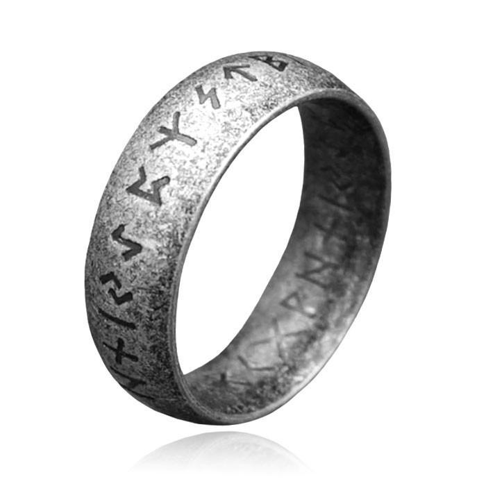 LGT JWLS Heren Ring - Ancient Runic Silver-21.5mm