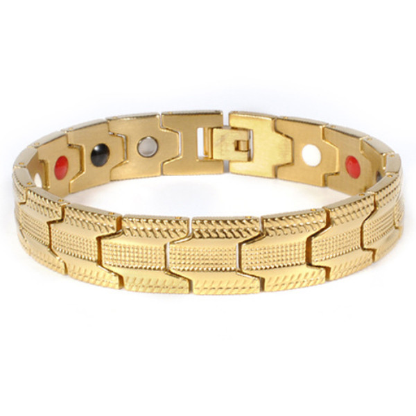 Mendes heren armband Edelstaal Magneten Grid Gold