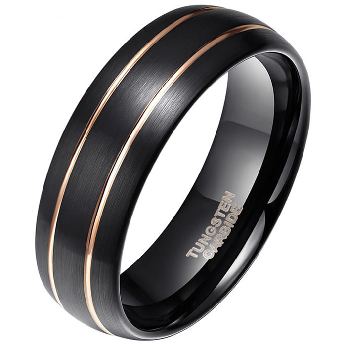 Wolfraam heren ring Classic Groove Rose 8mm-21.5mm
