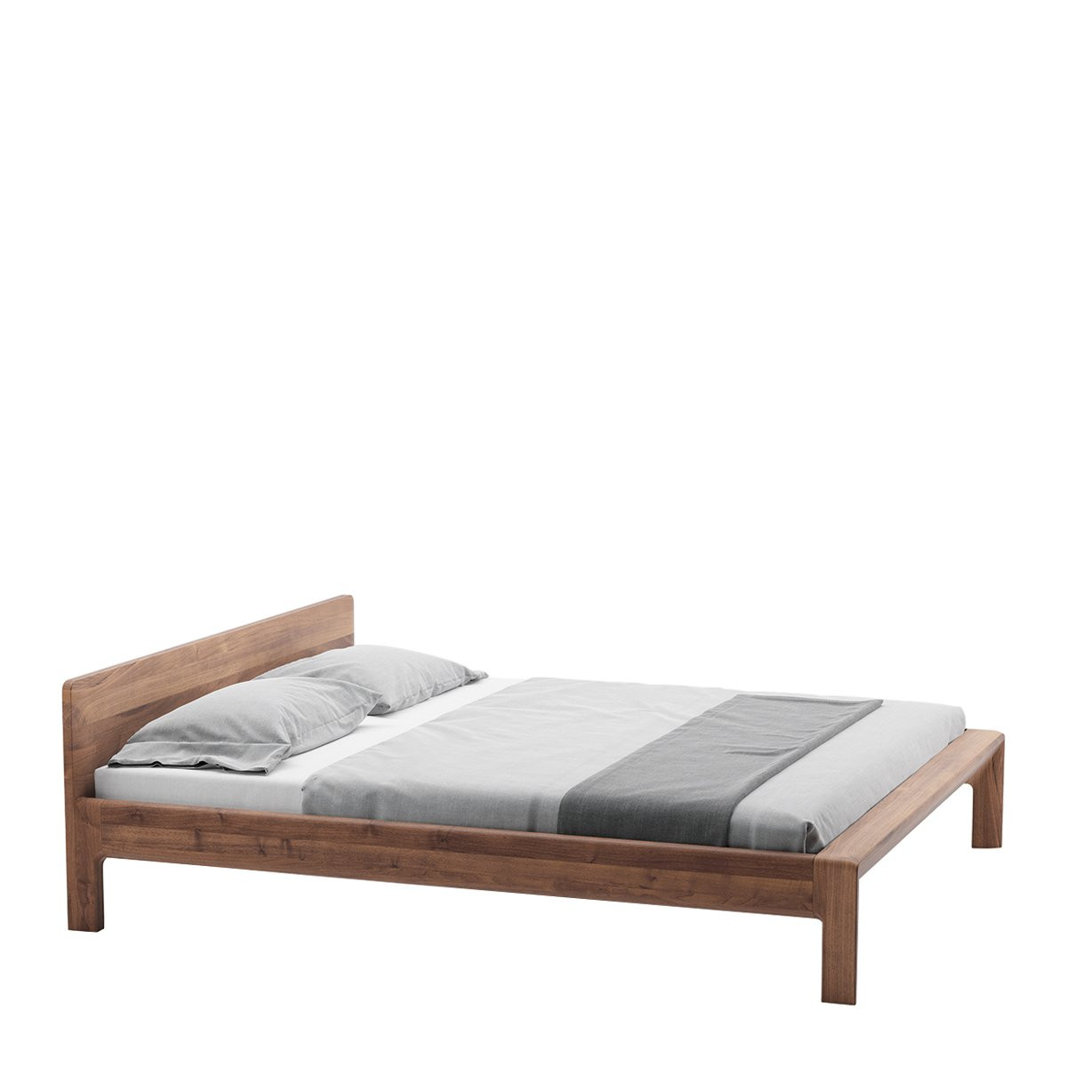 Artisan invito Bed Europees Walnoot - Naturel Olie - 160x200 cm / incl. Lattenbodems