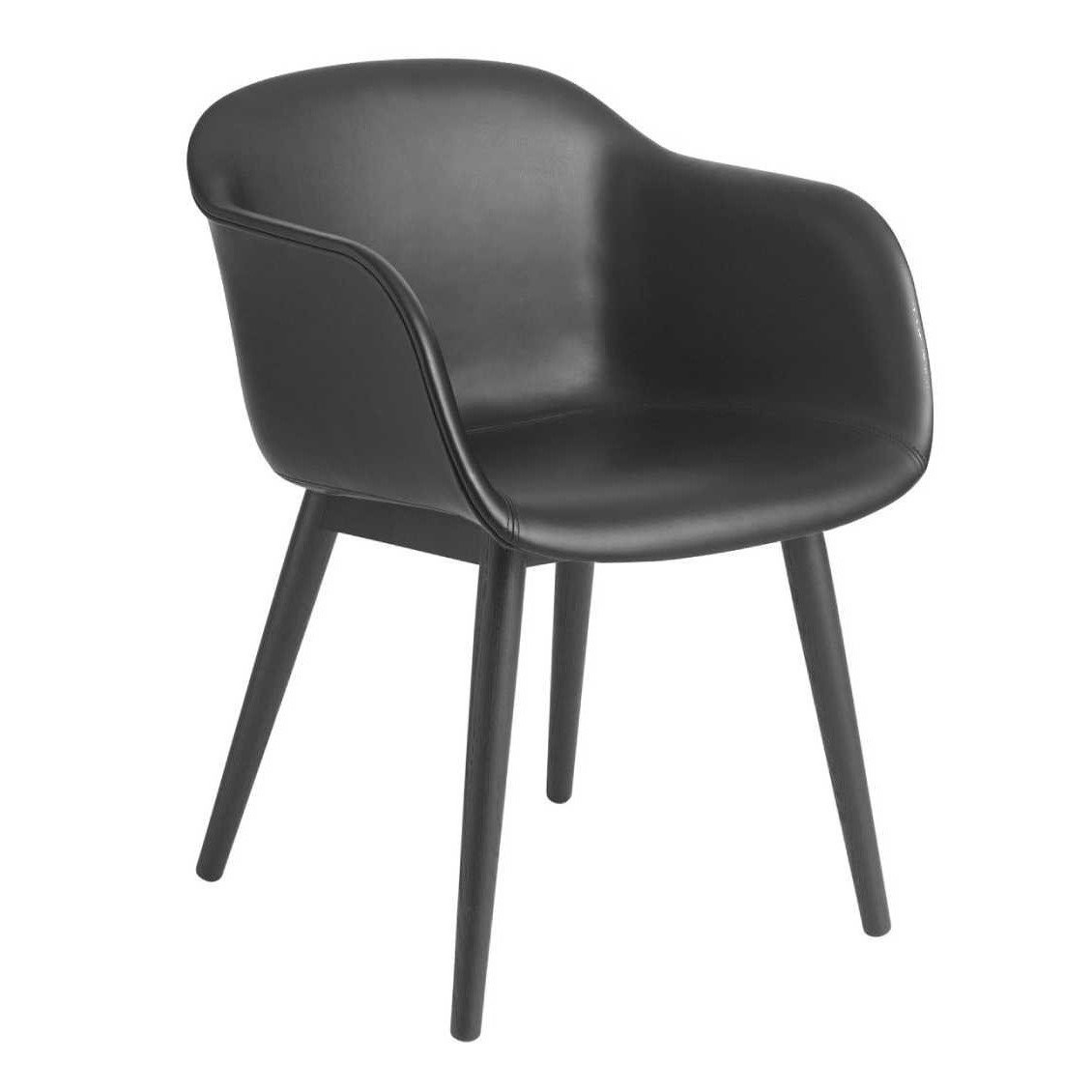 Muuto Fiber Chair Houten Poot Zwart Refine Leather