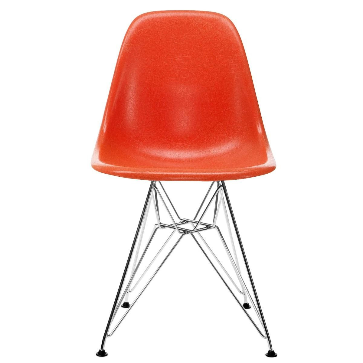 Vitra Eames Fiberglass Chair DSR - Red Orange/Chroom