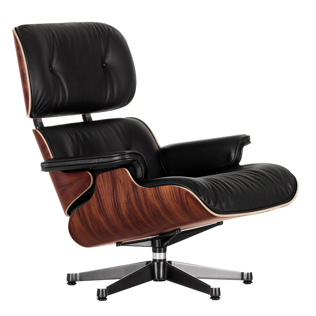Vitra Eames Lounge Chair / Santos Palisander / Gepolijst Zwart / Premium / Zwart