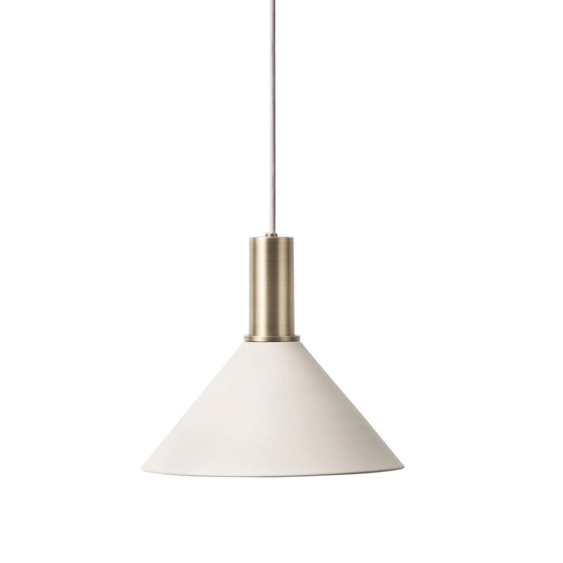 Ferm Living Collect Cone Low Hanglamp Messing Lichtgrijs