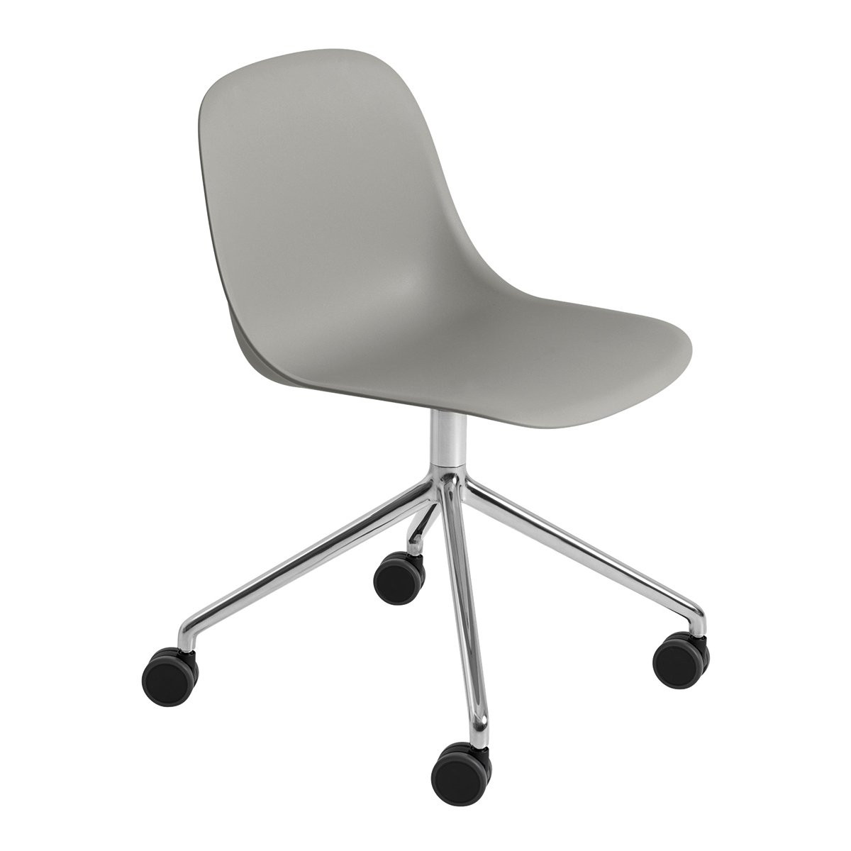 Muuto Fiber Side Chair Bureaustoel, Niet Verstelbaar - Grijs/Aluminium