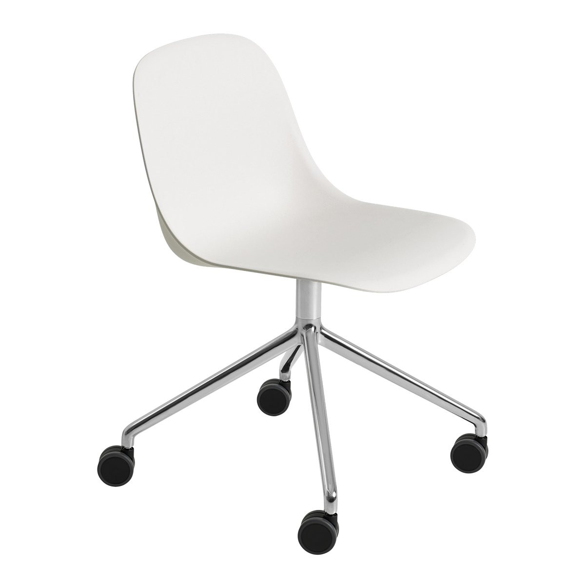 Muuto Fiber Side Chair Bureaustoel, Niet Verstelbaar - Wit/Aluminium