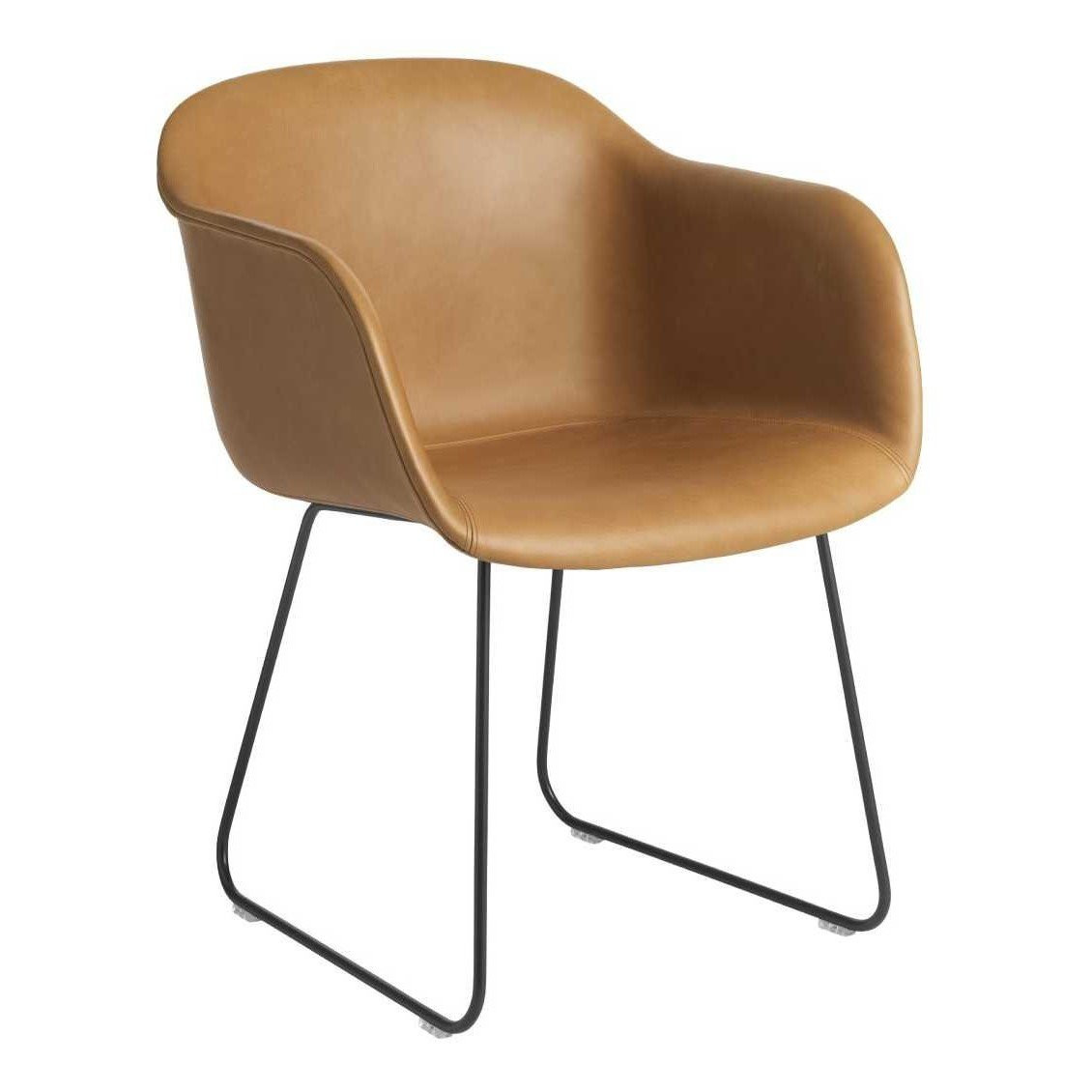 Muuto Fiber Chair Sledebasis Cognac Refine Leather