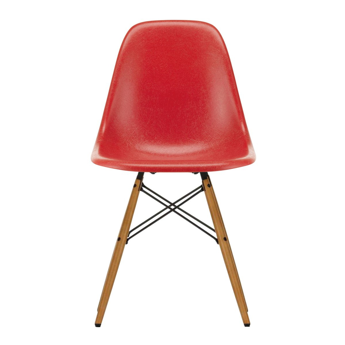 Vitra Eames Fiberglass Chair DSW Classic Red - Goudkleurig Onderstel