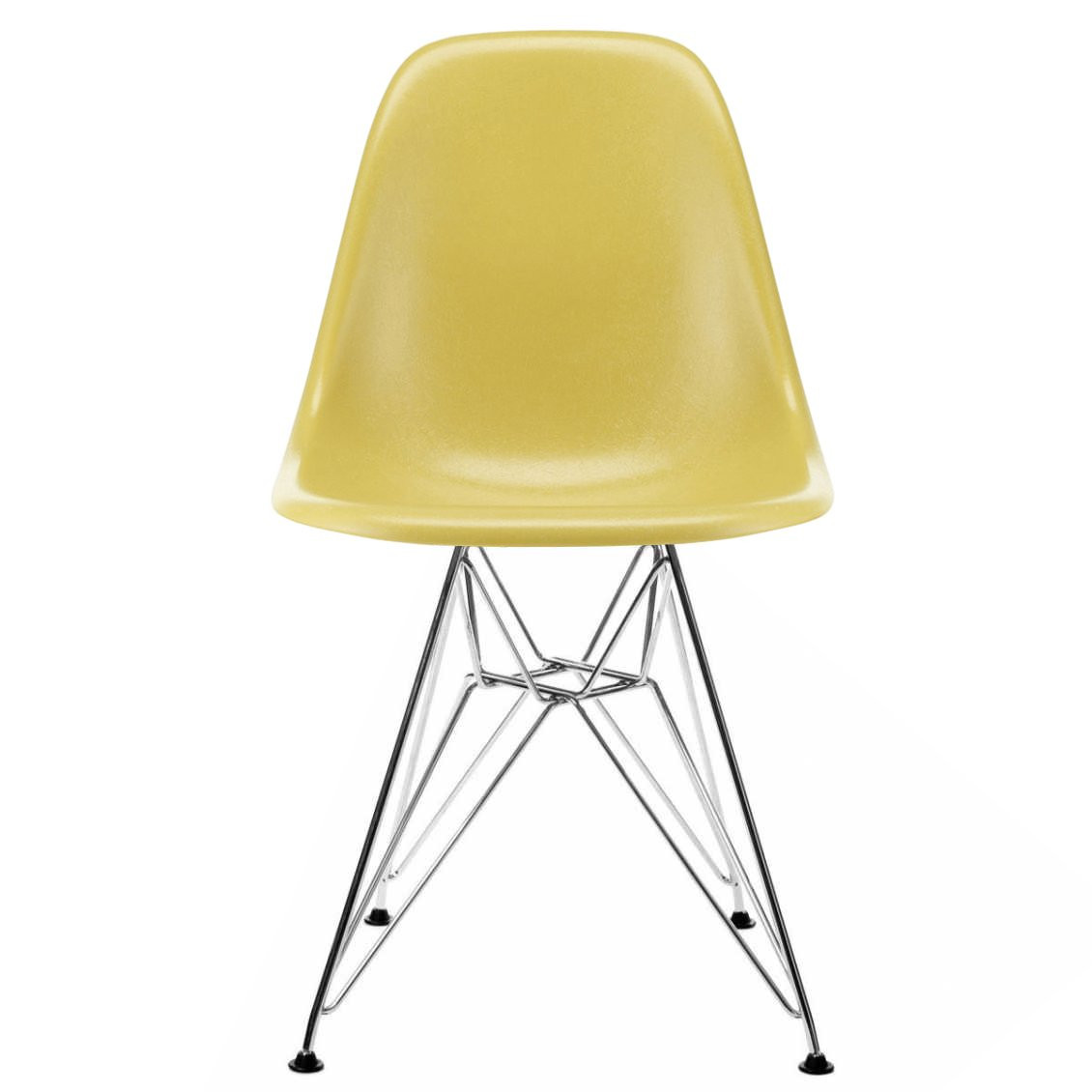 Vitra Eames Fiberglass Chair DSR Ochre Light - Chromen Onderstel