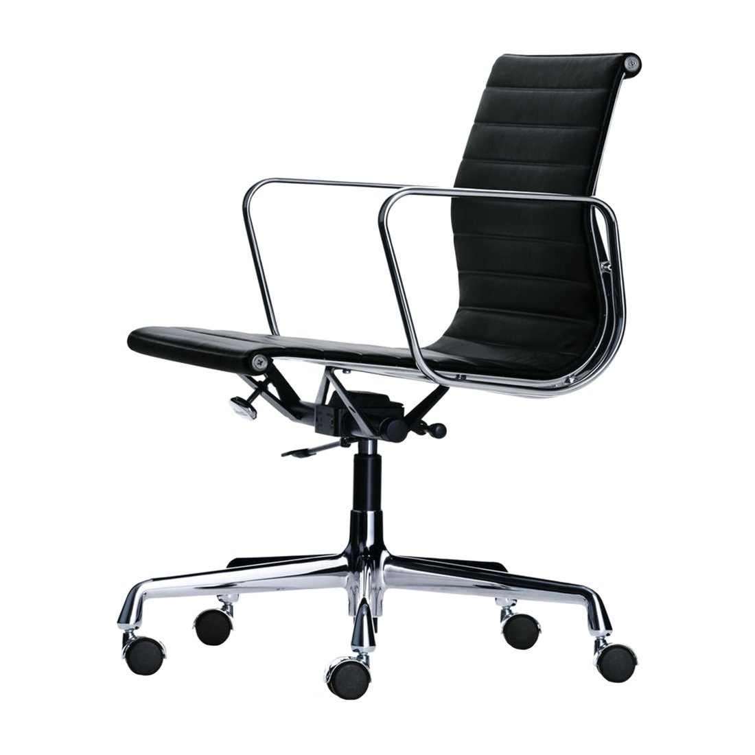Vitra Aluminium Chair EA 117 Bureaustoel - Leder 66 Nero