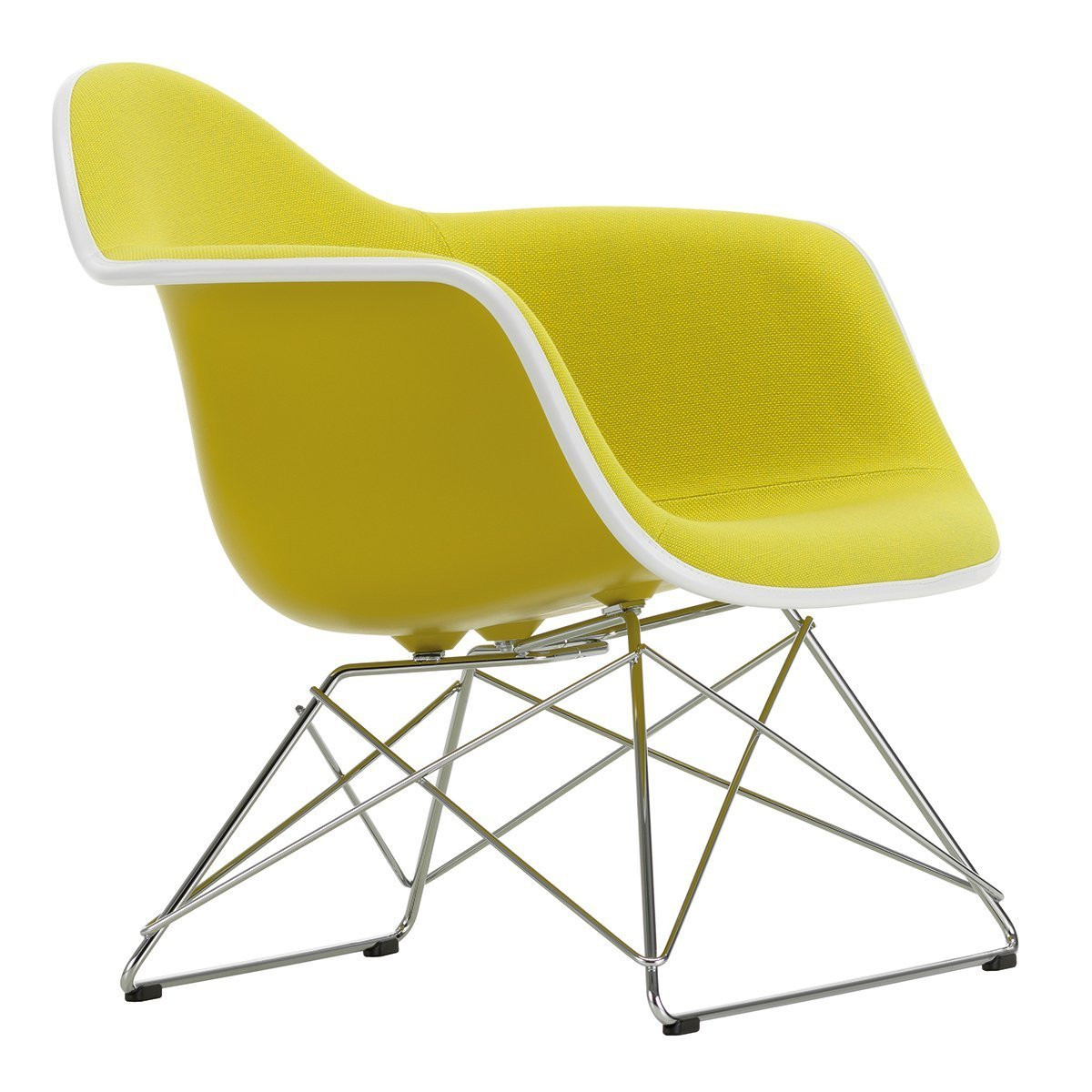 Vitra Eames Plastic Chair LAR - Mosterd - Hopsak Yellow/Ivory - Verchroomd Onderstel