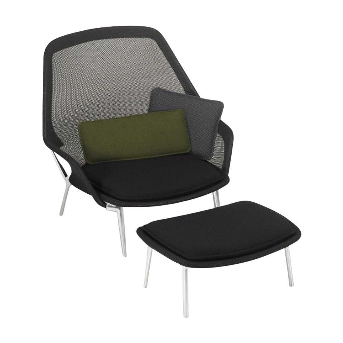 Vitra Slow Chair Loungechair & Ottoman Zwart