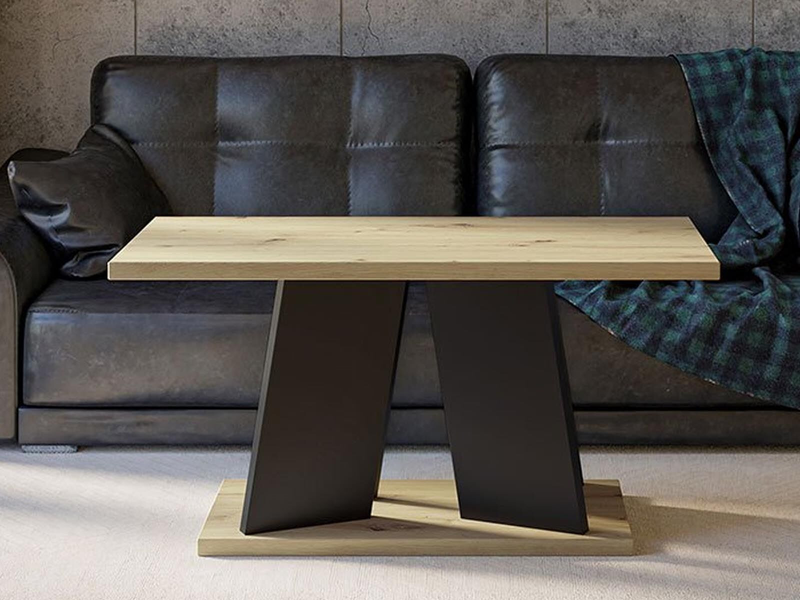 Rechthoekige salontafel MUFFALO 110 cm artisan eik/zwart